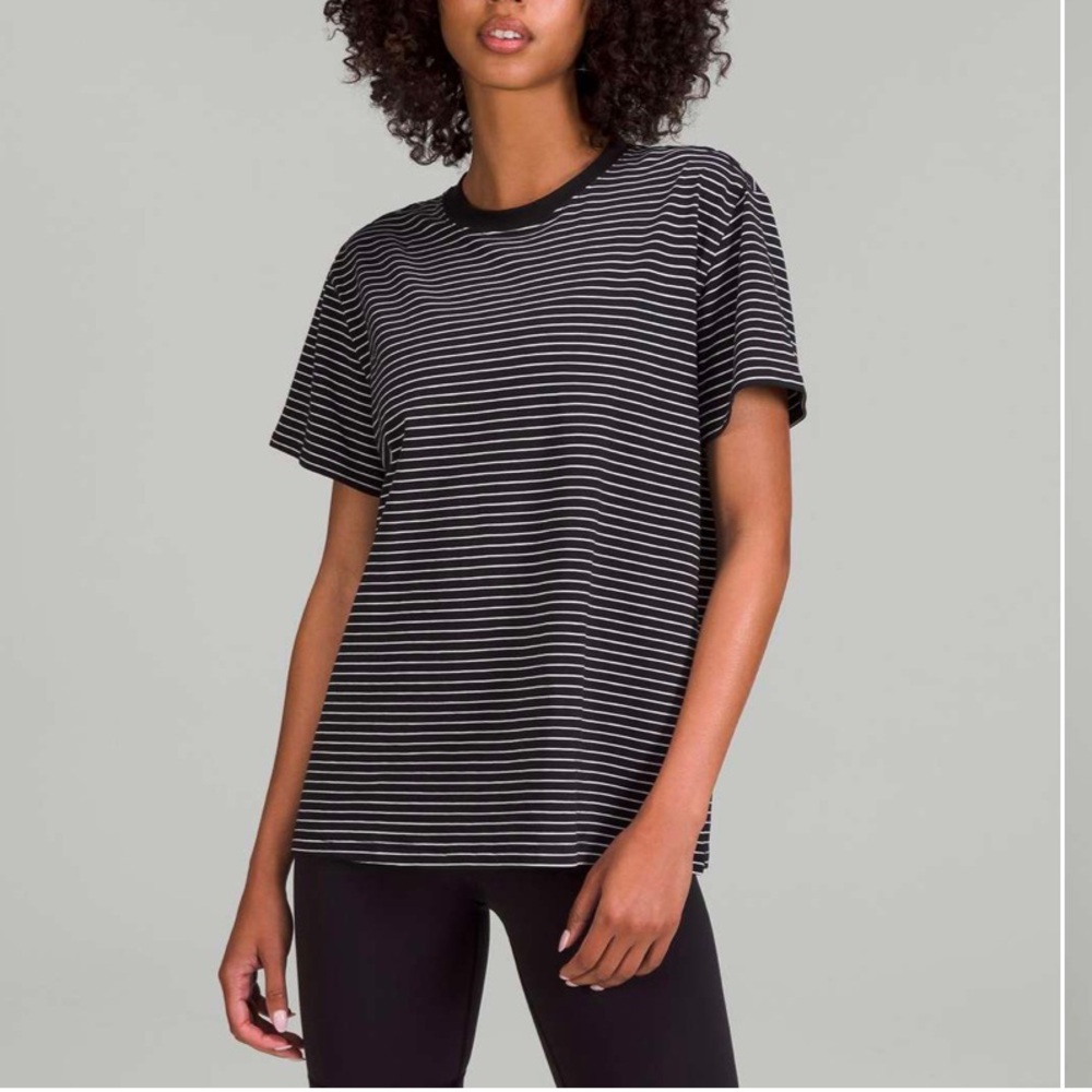 Lululemon - All Yours Tee - Black and White Striped - Size 20